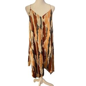 Valette Womens Multicolor Spaghetti Strap Artsy Summer Abstract Dress Sz Medium